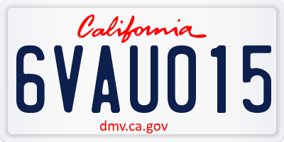 CA license plate 6VAU015
