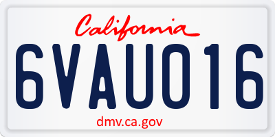 CA license plate 6VAU016