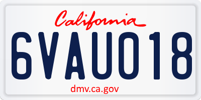 CA license plate 6VAU018