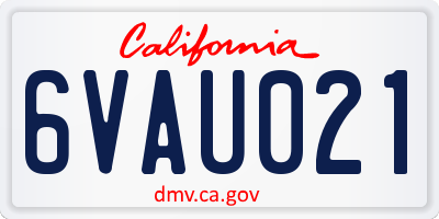 CA license plate 6VAU021