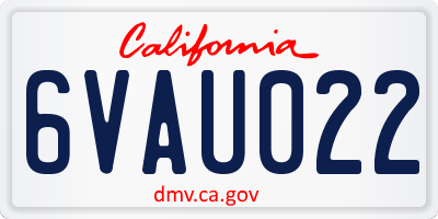 CA license plate 6VAU022