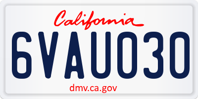 CA license plate 6VAU030