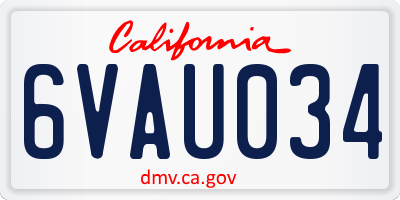 CA license plate 6VAU034