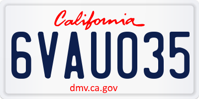 CA license plate 6VAU035