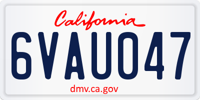 CA license plate 6VAU047