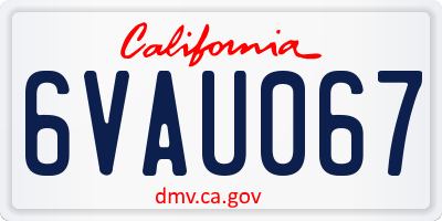 CA license plate 6VAU067