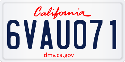 CA license plate 6VAU071