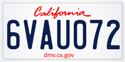 CA license plate 6VAU072
