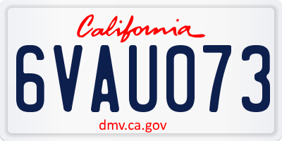 CA license plate 6VAU073