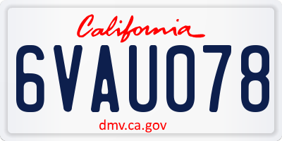CA license plate 6VAU078