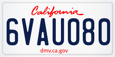 CA license plate 6VAU080