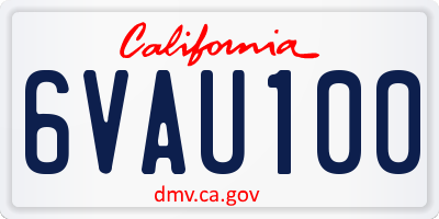 CA license plate 6VAU100
