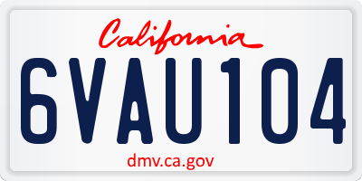 CA license plate 6VAU104