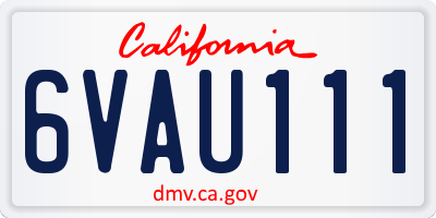 CA license plate 6VAU111