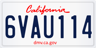 CA license plate 6VAU114