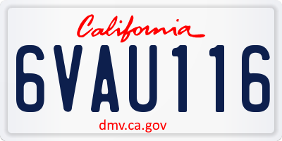 CA license plate 6VAU116