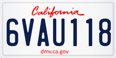 CA license plate 6VAU118