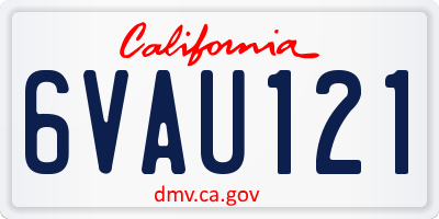 CA license plate 6VAU121