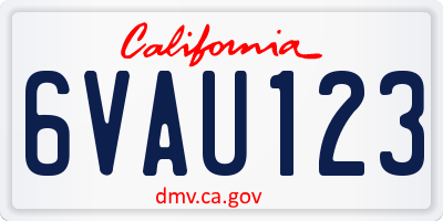 CA license plate 6VAU123