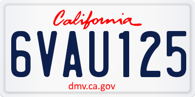 CA license plate 6VAU125