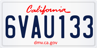 CA license plate 6VAU133