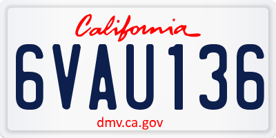 CA license plate 6VAU136