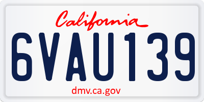 CA license plate 6VAU139