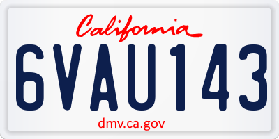 CA license plate 6VAU143