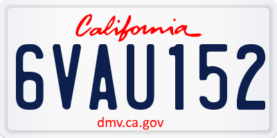 CA license plate 6VAU152
