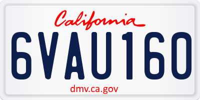 CA license plate 6VAU160