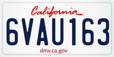 CA license plate 6VAU163