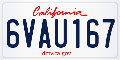 CA license plate 6VAU167