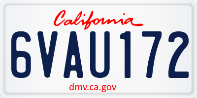 CA license plate 6VAU172