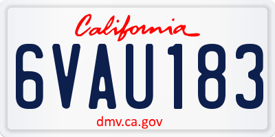 CA license plate 6VAU183