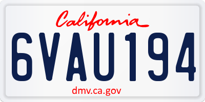CA license plate 6VAU194