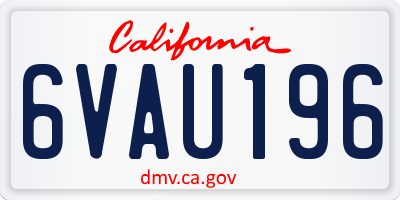 CA license plate 6VAU196