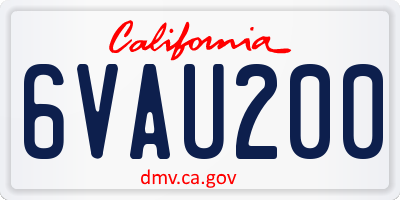CA license plate 6VAU200