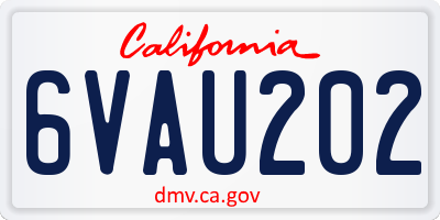 CA license plate 6VAU202