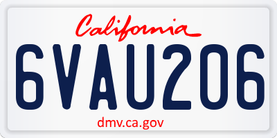 CA license plate 6VAU206
