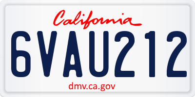 CA license plate 6VAU212