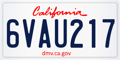 CA license plate 6VAU217