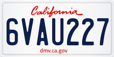 CA license plate 6VAU227