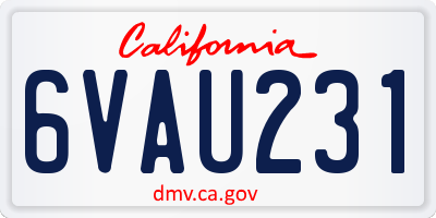 CA license plate 6VAU231