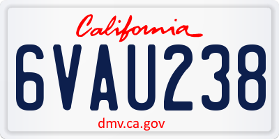 CA license plate 6VAU238