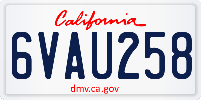 CA license plate 6VAU258