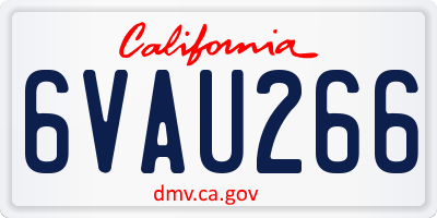 CA license plate 6VAU266