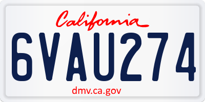 CA license plate 6VAU274
