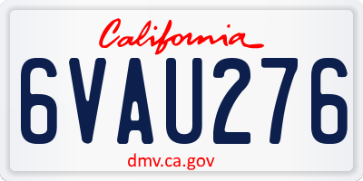 CA license plate 6VAU276