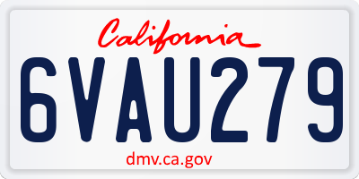 CA license plate 6VAU279