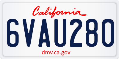 CA license plate 6VAU280
